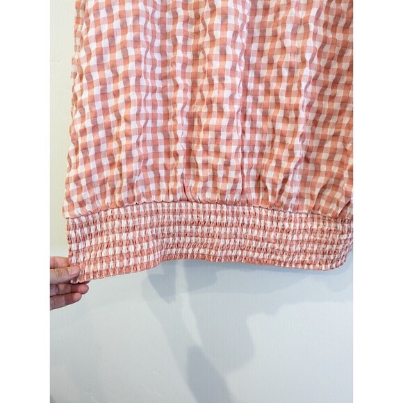 Suzanne Betro Blouse Womens Plus Size 1X Pink Gingham Crochet Top - Picture 4 of 11